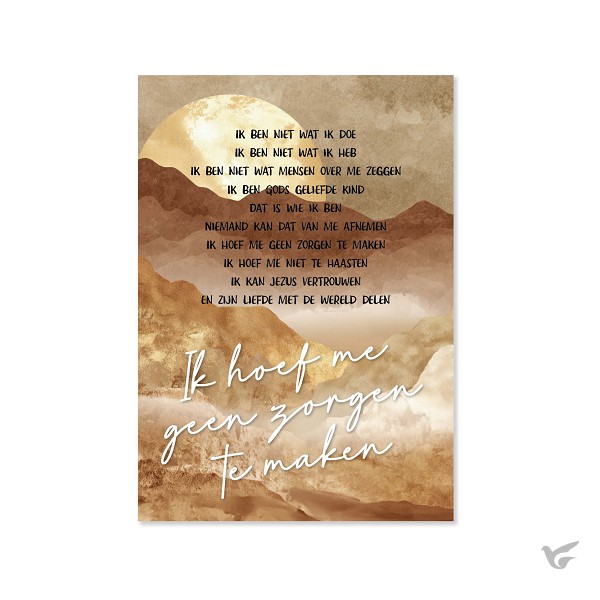 Productafbeelding: voorkant van Plexiglas A5 Geen zorgen bruin