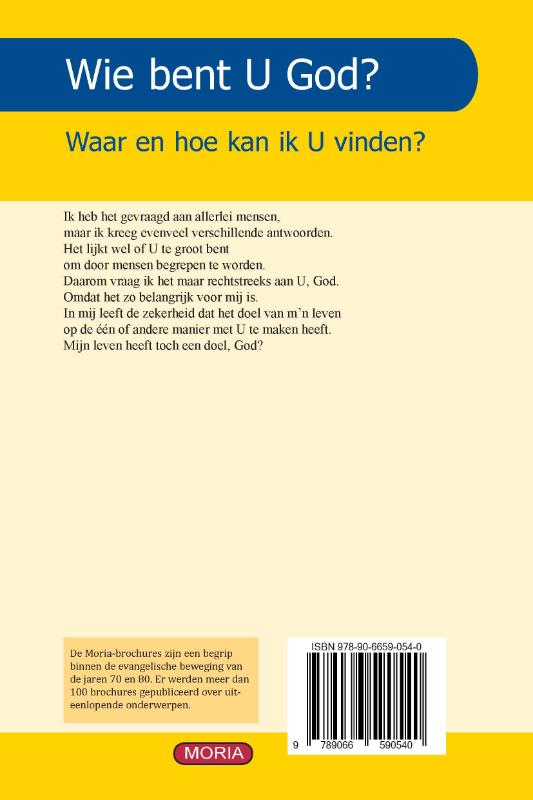 Productafbeelding: achterkant van Wie bent U God?