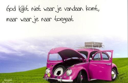 Productafbeelding: voorkant van Prentbriefkaart God kijkt niet waar je v