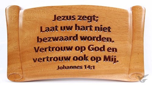 Productafbeelding: voorkant van Wandbord 34x20 laat uw hart niet bezwaar