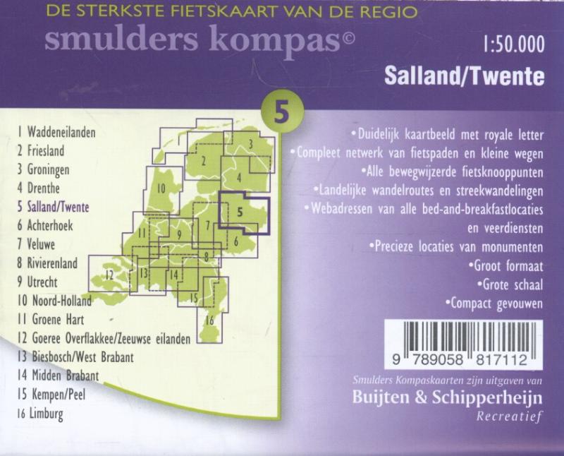 Productafbeelding: achterkant van De sterkste fietskaart van de regio Salland en Twente