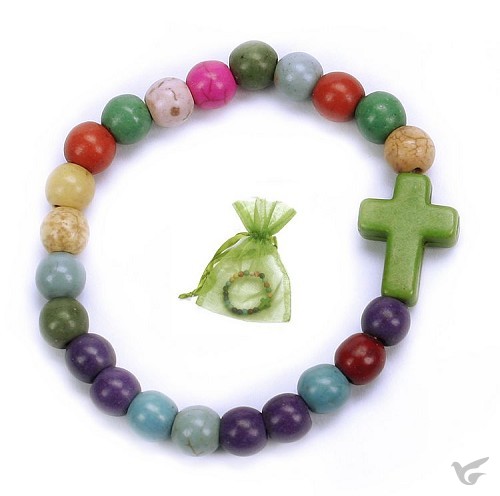 Productafbeelding: voorkant van Kinderarmband kruis groen