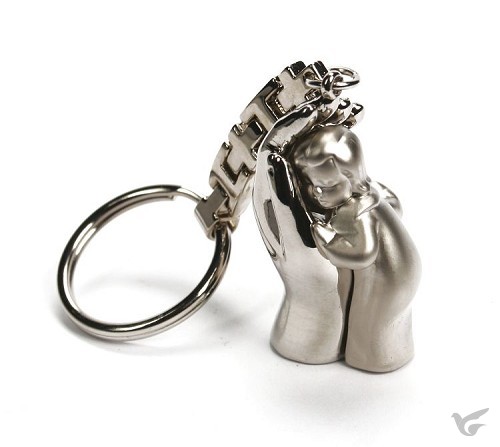 Productafbeelding: voorkant van Sleutelhanger kind in hand zilverkleur