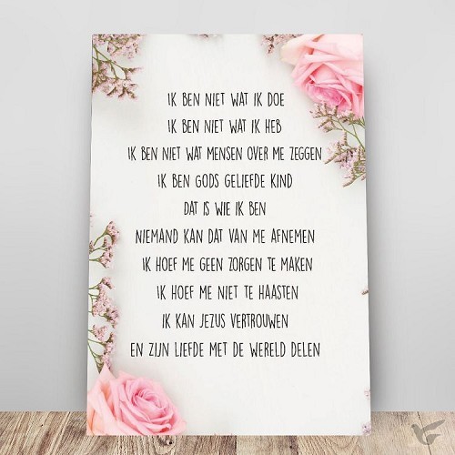 Productafbeelding: voorkant van Metalen wandbord A3 credo roos
