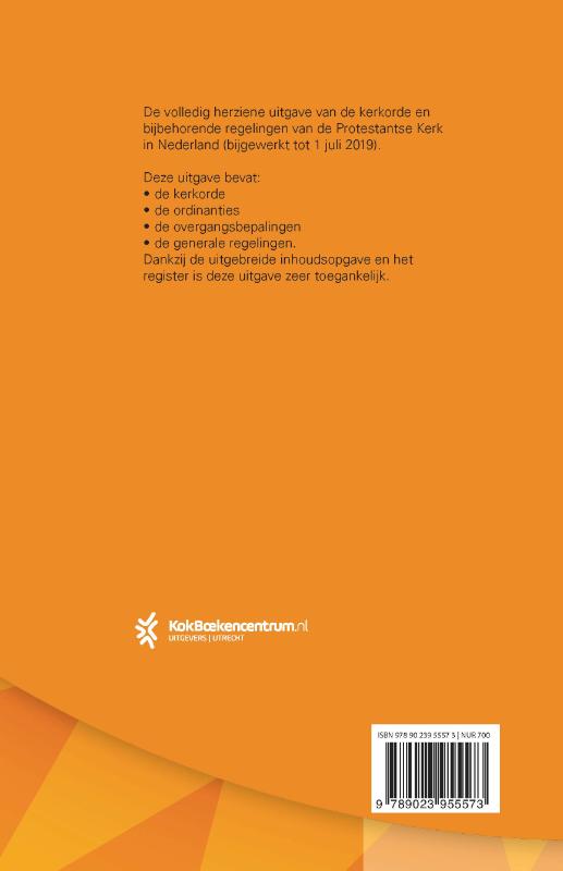 Productafbeelding: achterkant van Kerkorde en generale regelingen van de Protestantse Kerk in Nederland