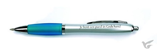 Productafbeelding: voorkant van Balpen blauw je bent een parel in Gods