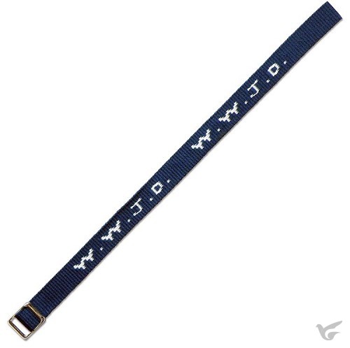 Productafbeelding: voorkant van W w j d armbandje geweven donkerblauw
