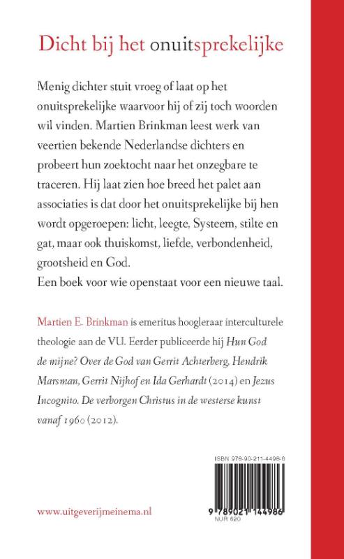 Productafbeelding: achterkant van Dichtbij het onuitsprekelijke