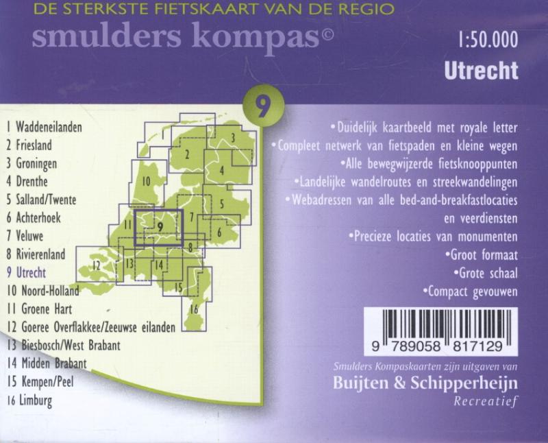 Productafbeelding: achterkant van De sterkste fietskaart van de regio Utrecht