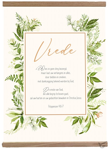 Productafbeelding: voorkant van Poster textiel A4 vrede frame