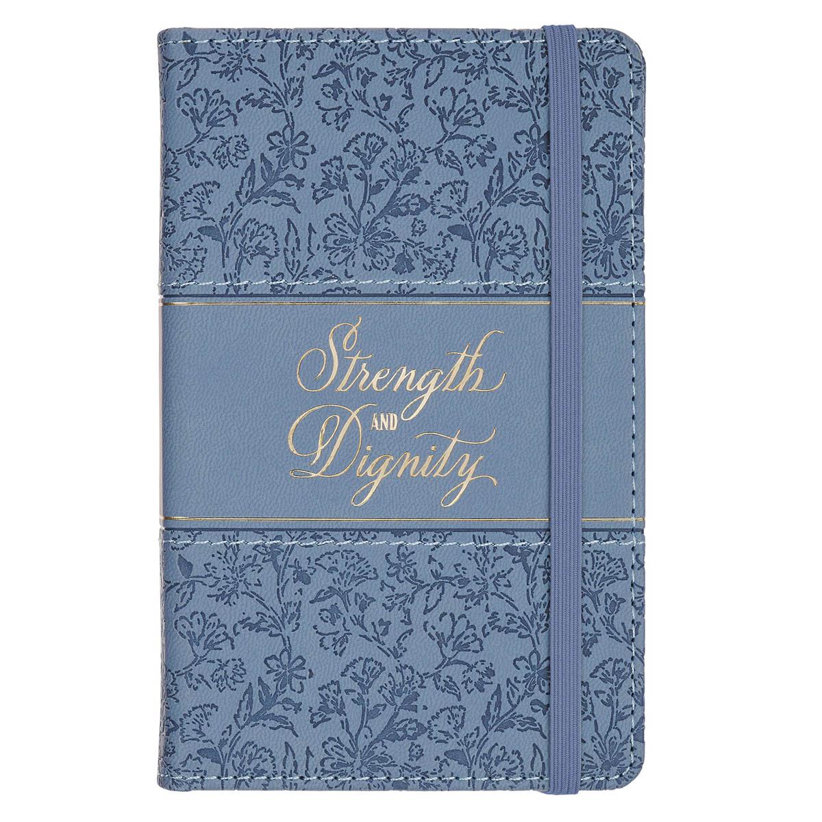 Productafbeelding: voorkant van Strength And Dignity Prov. 31:25 Small Notebook with Elastic Closure Faux Hardcover Blue