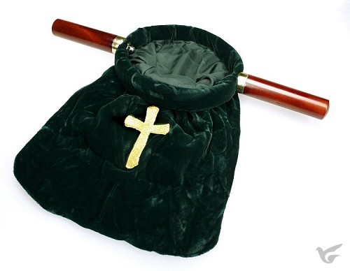Productafbeelding: voorkant van Offering Bag  Green With Cross