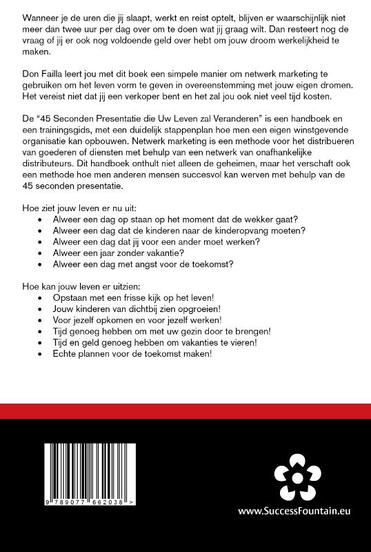 Productafbeelding: achterkant van De 45 seconden presentatie die uw leven zal veranderen