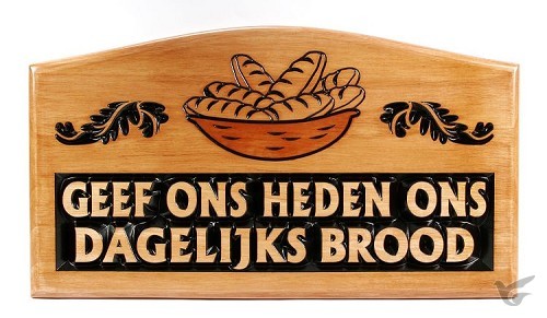 Productafbeelding: voorkant van Wandbord hout 35x19.5cm geef ons heden