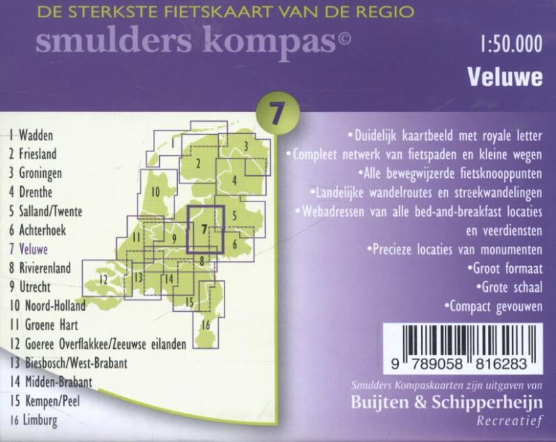Productafbeelding: achterkant van De sterkste fietskaart van de regio Veluwe