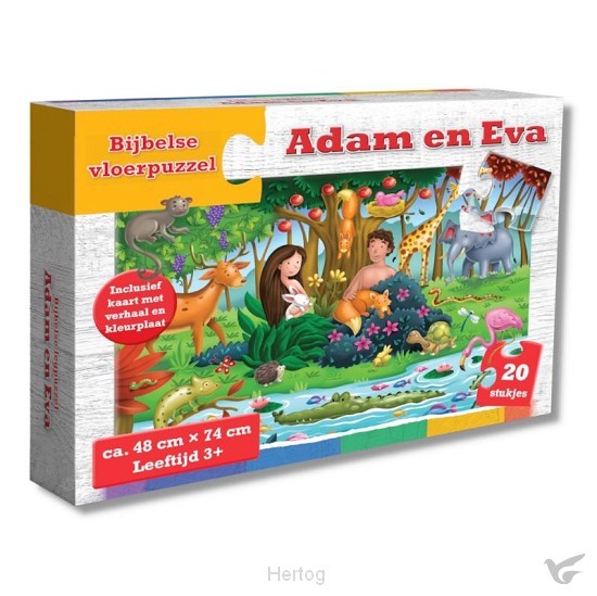 Productafbeelding: voorkant van Vloerpuzzel adam en eva 48x74cm