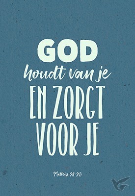 Productafbeelding: voorkant van Wenskaart God houdt van je en zorgt