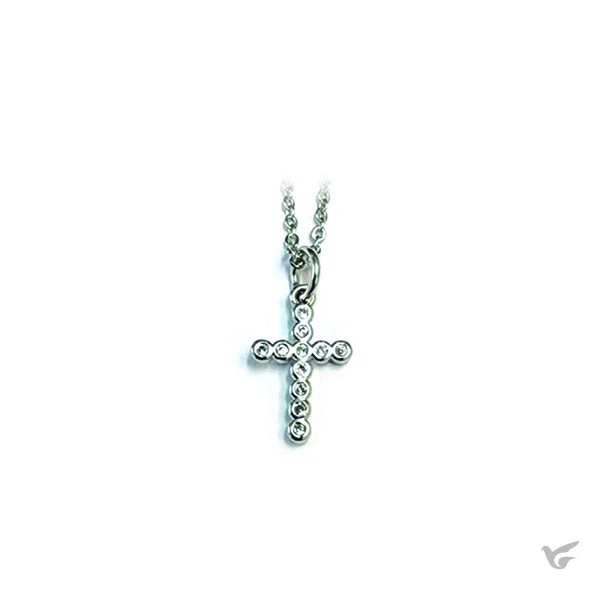 Bestel nu Necklace Crystal Cross small silver Productafbeelding: voorkant van Necklace Crystal Cross small silver