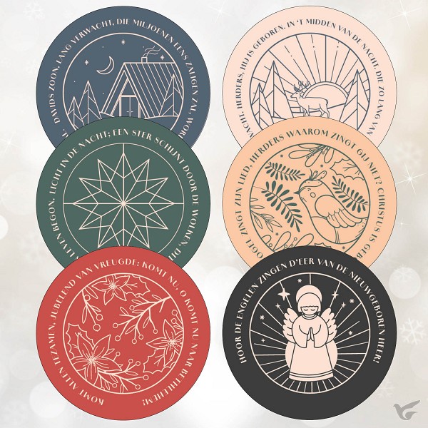 Productafbeelding: voorkant van Voordeelpakje 12 kerstkaarten rond serie