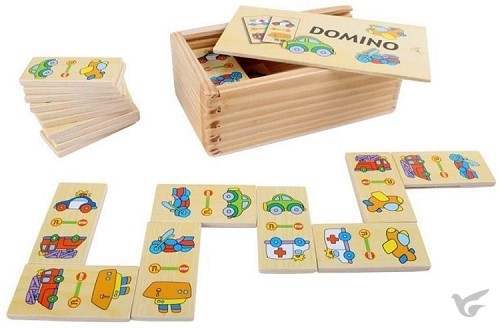 Productafbeelding: voorkant van Domino voertuigen hout 28 stuks