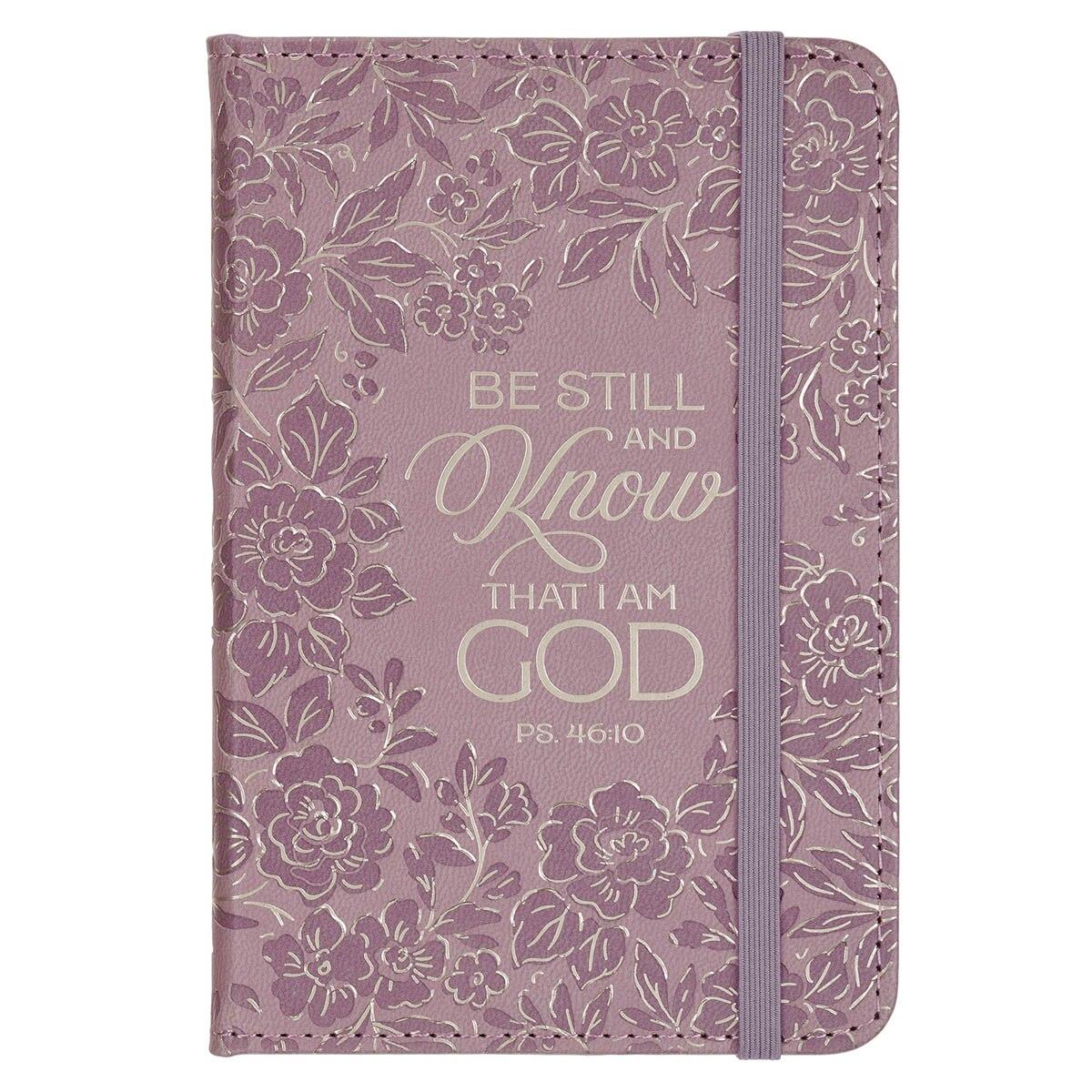 Productafbeelding: voorkant van Be Still And Know Ps. 46:10 Small Notebook with Elastic Closure Faux Hardcover Purple