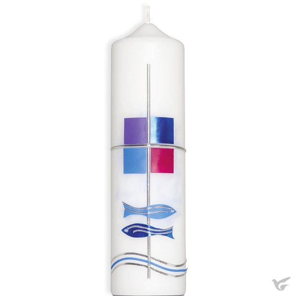 Productafbeelding: voorkant van Kaars regenboog/vissen 22cm