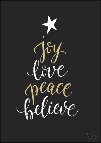 Productafbeelding: voorkant van Kaart kerst Joy love peace believe