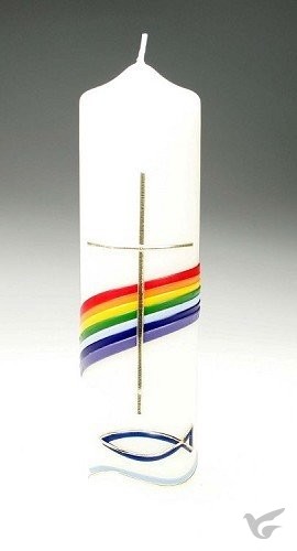 Productafbeelding: voorkant van Kaars  Regenboog 22cm