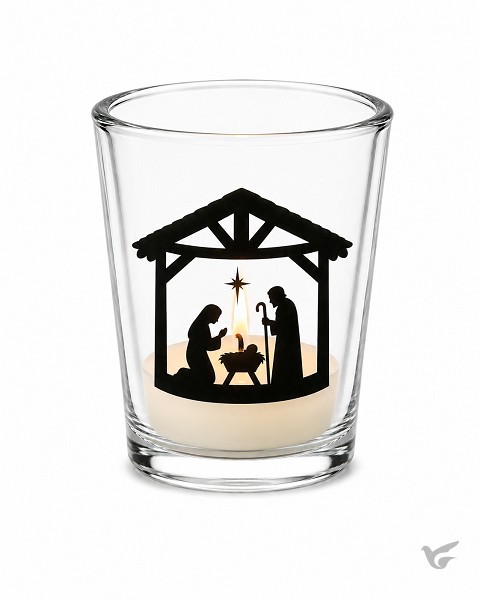 Productafbeelding: voorkant van Tealightholder scented candle nativity