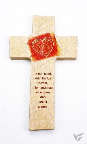 Productafbeelding: voorkant van Kruis hout 15cm kind ik ben klein mijn