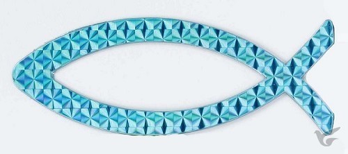 Productafbeelding: voorkant van Auto embleem vis magnetisch blauwglitter