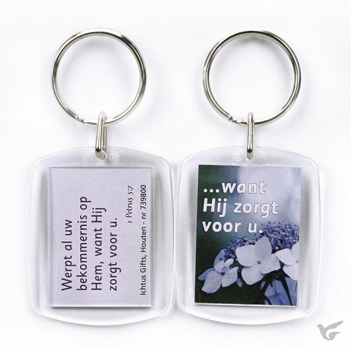 Productafbeelding: voorkant van Sleutelhanger ... want Hij zorgt voor u
