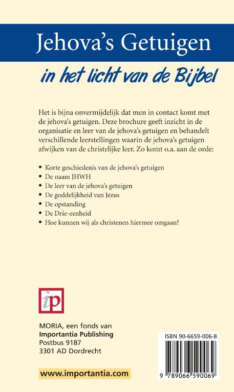 Productafbeelding: achterkant van Jehovah's Getuigen