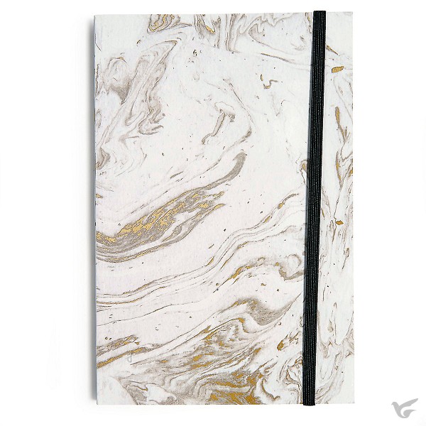 Productafbeelding: voorkant van White marble with band, journal