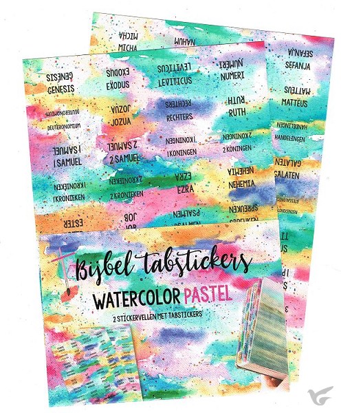 Productafbeelding: voorkant van Bijbel tabstickers Watercolor Pastel