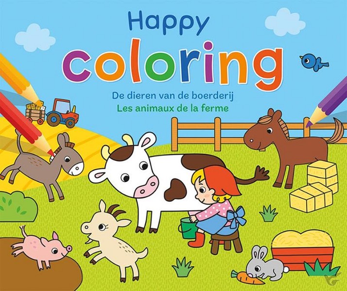 Productafbeelding: voorkant van Happy coloring - de dieren van de boerde