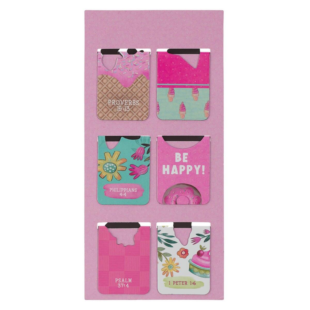 Productafbeelding: achterkant van A Glad Heart Makes A Cheerful Face Prov. 15:13 Magnetic Bookmark Set