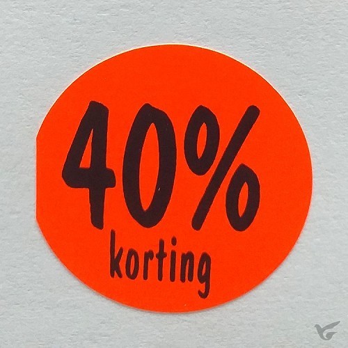 Productafbeelding: voorkant van Stickerrol 500 40% korting rond rood