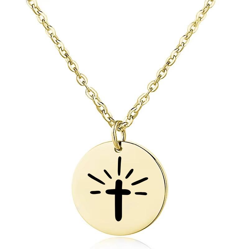 Productafbeelding: voorkant van Cross radiant necklace gold stainless steel