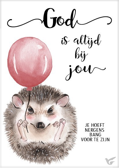 Productafbeelding: voorkant van Cadeaubord egeltje God is altijd bij jou