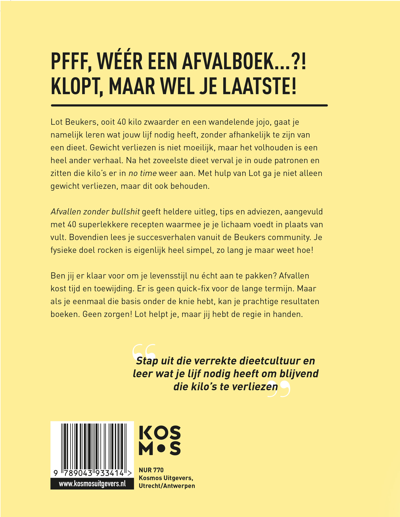 Productafbeelding: achterkant van Afvallen zonder bullshit