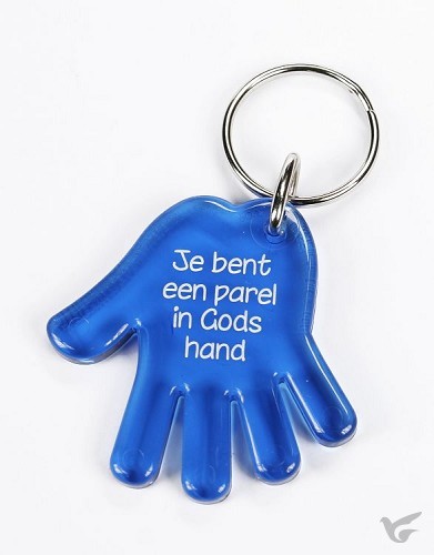 Productafbeelding: voorkant van Sleutelhanger hand blauw je bent een par