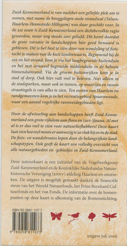 Productafbeelding: achterkant van Natuurkaart Zuid-Kennemerland