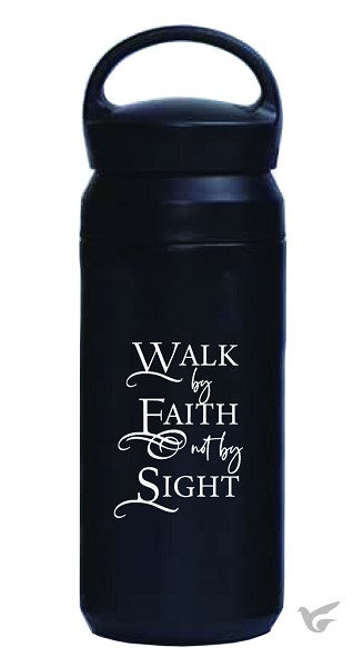 Productafbeelding: voorkant van Tumbler bottle Walk by faith black