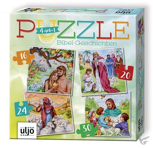 Productafbeelding: voorkant van 4 in 1 puzzel bijbelverhalen